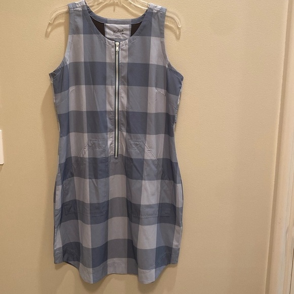 Woolrich Over and Out Dress Grey back Vented Plaid Check Gingham Dress LARGE - Picture 1 of 12